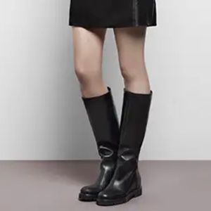 VINCE Tall Lug Sole Crosby Knee High Boots Black Leather Made in Italy